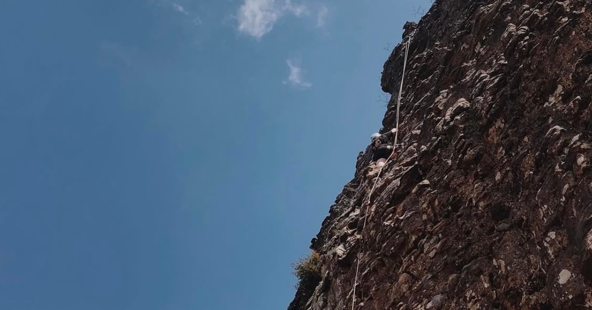 a climber at horseshoe canyon ranch in arkansas