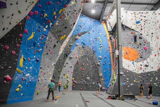 Rope climbing area at Movement Englewood