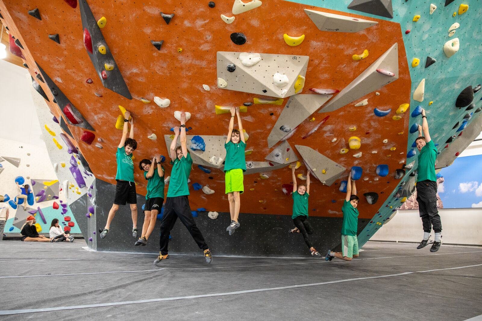 Summer camp climbers hanging out