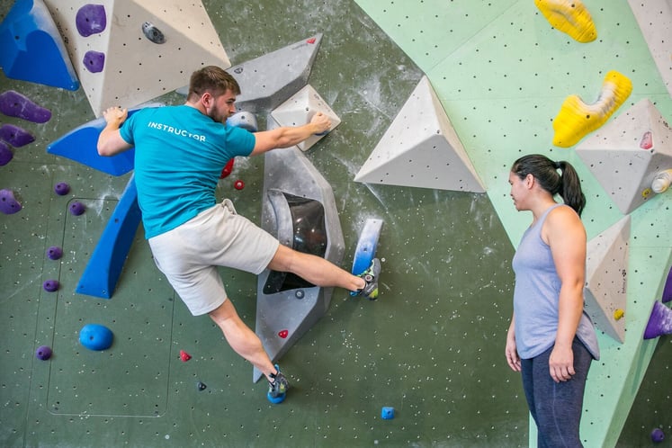 Instructor demonstrating a toe hook